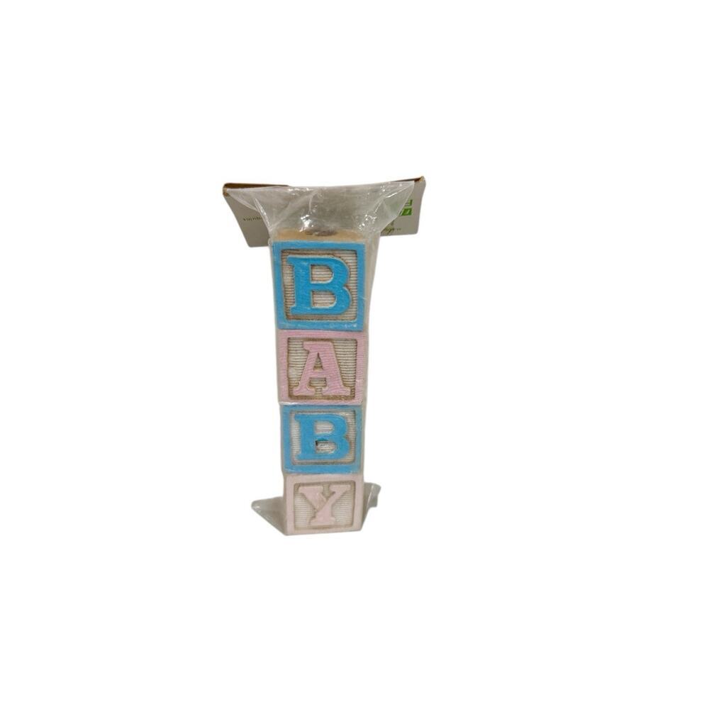 Vintage Baby Wood Block Beads Craft Cottage Blue Pink Boy Girl‎ Fibre-Craft New
